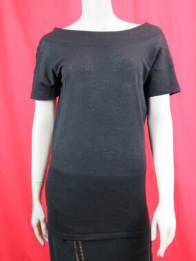 NWT MIU MIU PRADA MMM033 BLACK KNIT CASHMERE SHORT SLEEVE PULLOVER TOP 38 ITALY